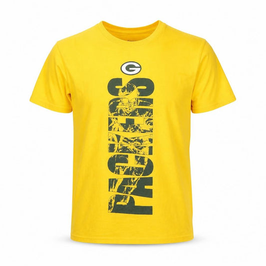 NFL Team Boys Yellow Green Bay Packers T-Shirt Size 14-16 Years Cotton