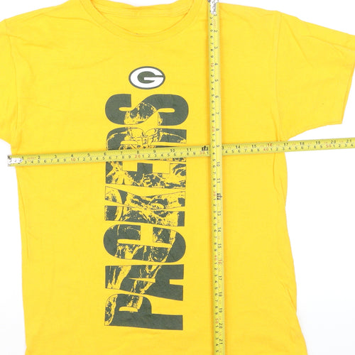 NFL Team Boys Yellow Green Bay Packers T-Shirt Size 14-16 Years Cotton