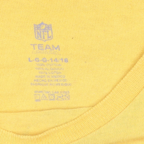 NFL Team Boys Yellow Green Bay Packers T-Shirt Size 14-16 Years Cotton