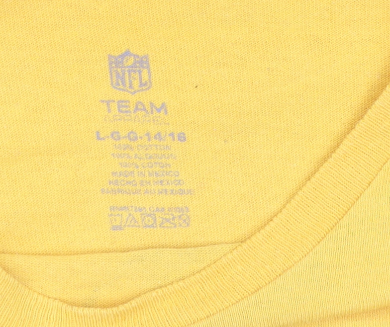 NFL Team Boys Yellow Green Bay Packers T-Shirt Size 14-16 Years Cotton