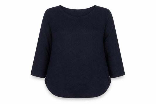 Front view of Apricot Women's Black Knit 3/4 Sleeve Basic Blouse S
