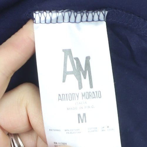 Antony Morato Men's Blue Slim Fit V-Neck Cotton T-Shirt M