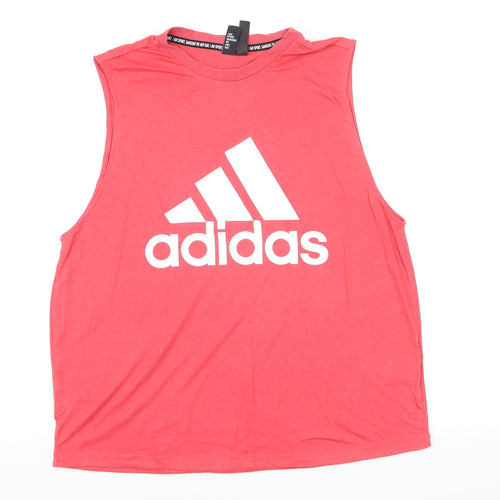 Adidas Men's Red Sleeveless Tank Top L Breathable Gym Activewear