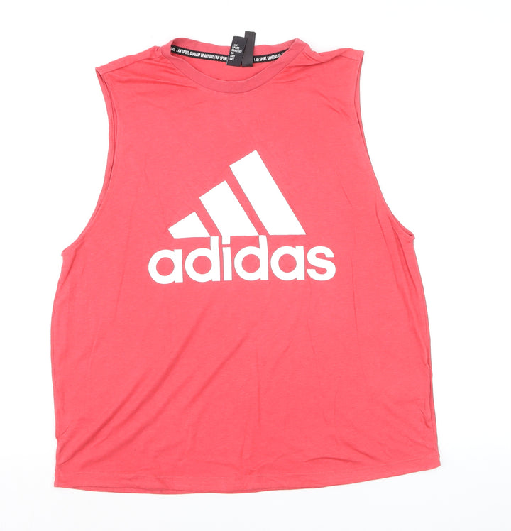 Adidas Men's Red Sleeveless Tank Top L Breathable Gym Activewear