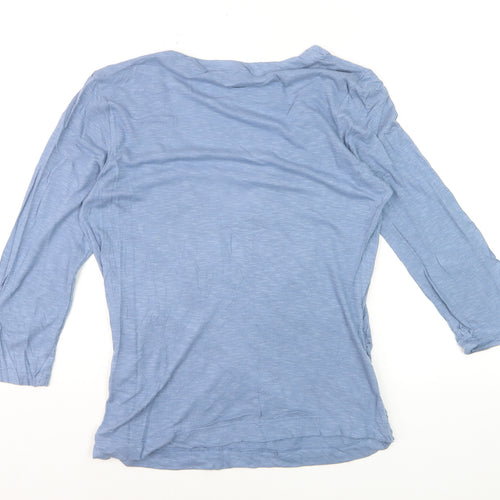Fat Face Women’s Blue Cotton Wrap Blouse Size 14 3/4 Sleeve