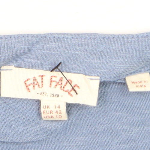 Fat Face Women’s Blue Cotton Wrap Blouse Size 14 3/4 Sleeve