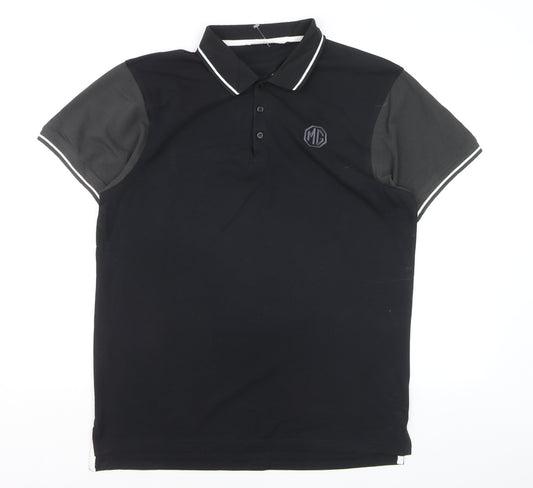 Kustom Kit Men’s Black XL Polo Shirt MG Logo Short Sleeve Cotton