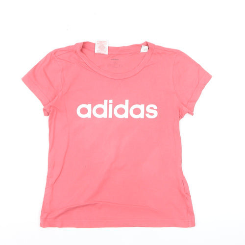 Adidas Womens Pink Basic T-Shirt M Short Sleeve Crew Neck