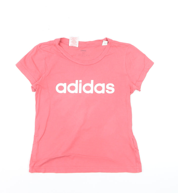 Adidas Womens Pink Basic T-Shirt M Short Sleeve Crew Neck