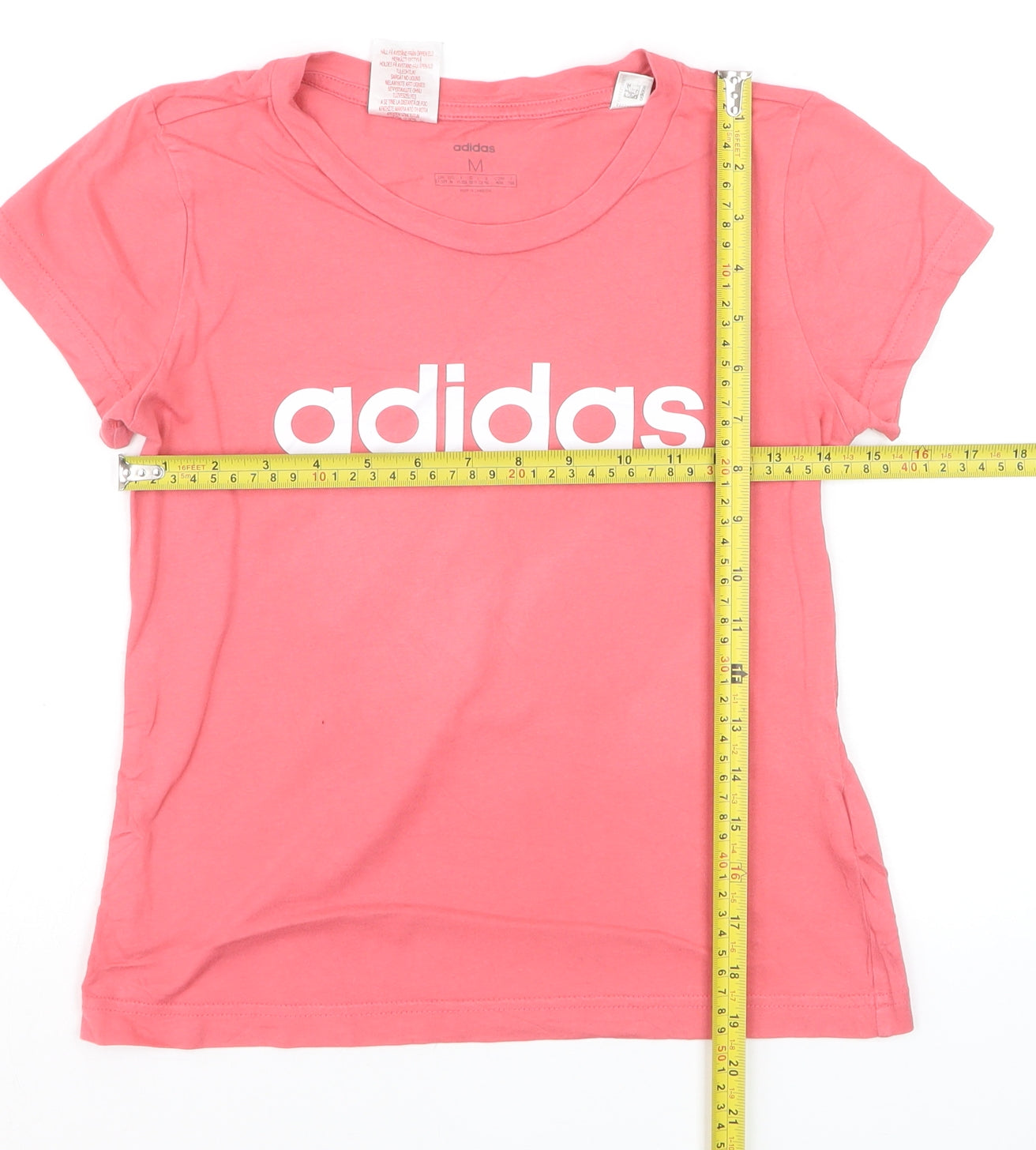 Adidas Womens Pink Basic T-Shirt M Short Sleeve Crew Neck