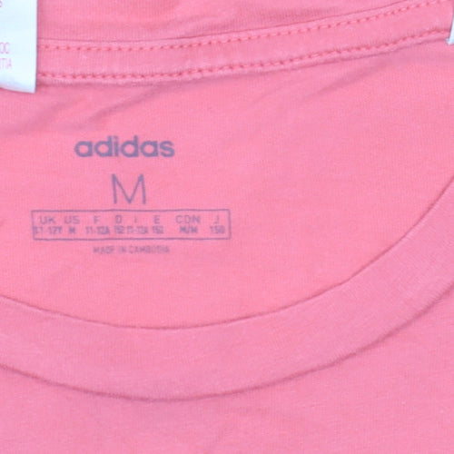Adidas Womens Pink Basic T-Shirt M Short Sleeve Crew Neck
