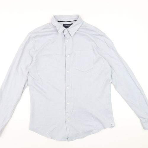JACHS New York Men's Light Blue Cotton Stretch Long Sleeve Dress Shirt M