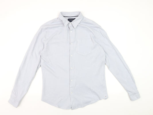 JACHS New York Men's Light Blue Cotton Stretch Long Sleeve Dress Shirt M