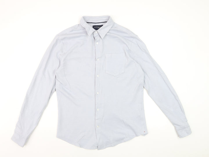 JACHS New York Men's Light Blue Cotton Stretch Long Sleeve Dress Shirt M