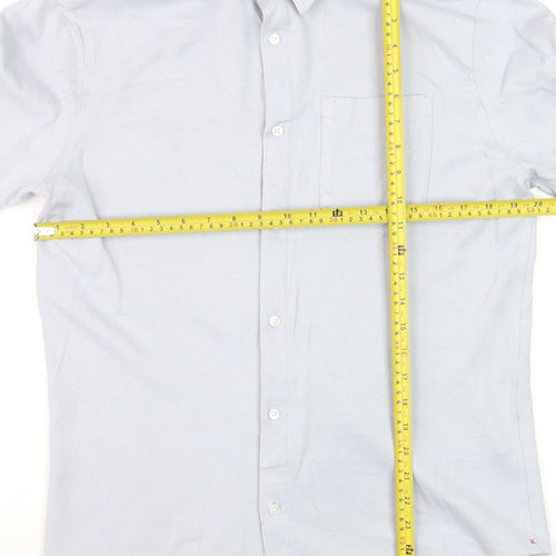 JACHS New York Men's Light Blue Cotton Stretch Long Sleeve Dress Shirt M