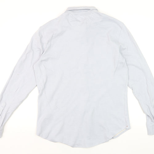 JACHS New York Men's Light Blue Cotton Stretch Long Sleeve Dress Shirt M