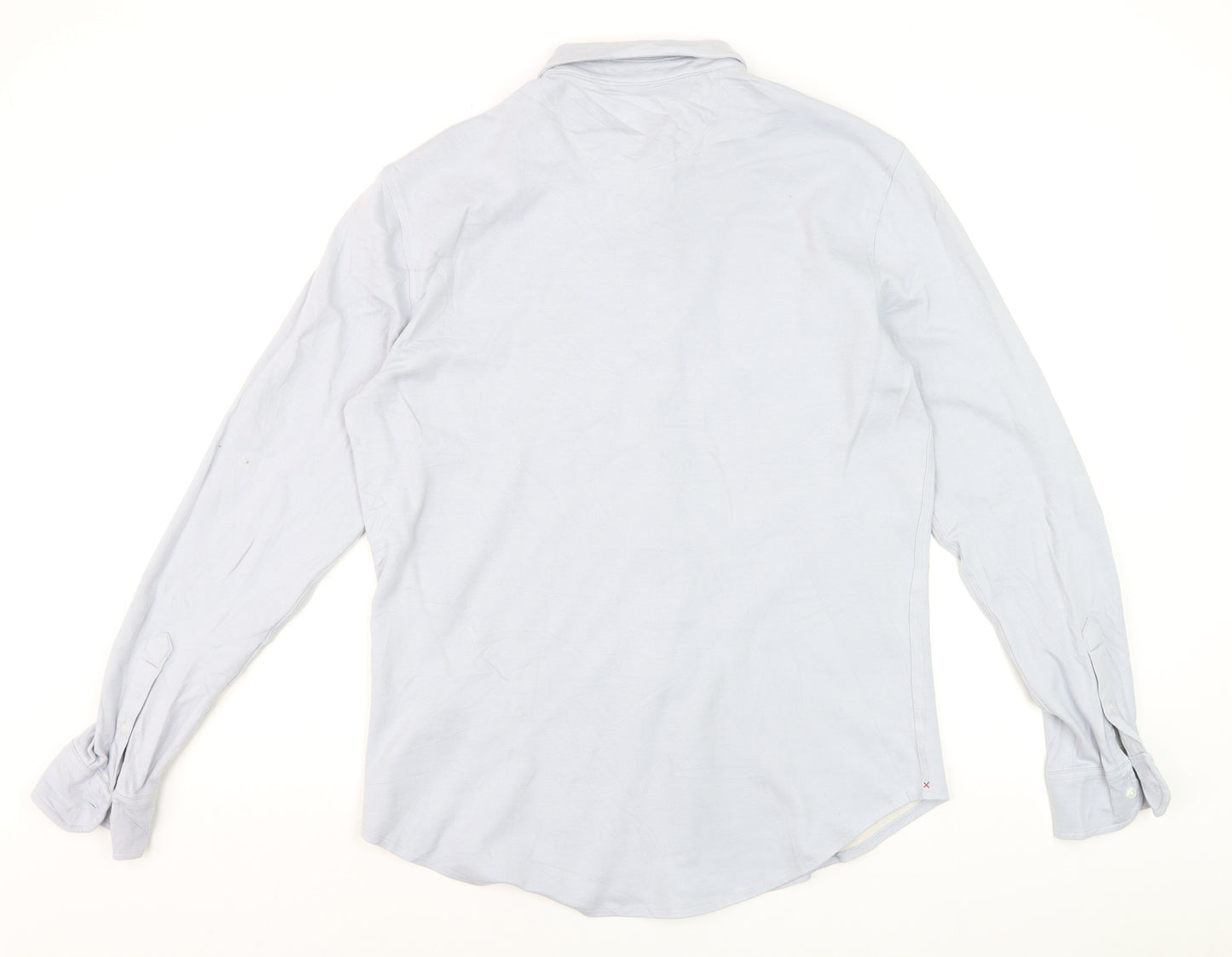 JACHS New York Men's Light Blue Cotton Stretch Long Sleeve Dress Shirt M