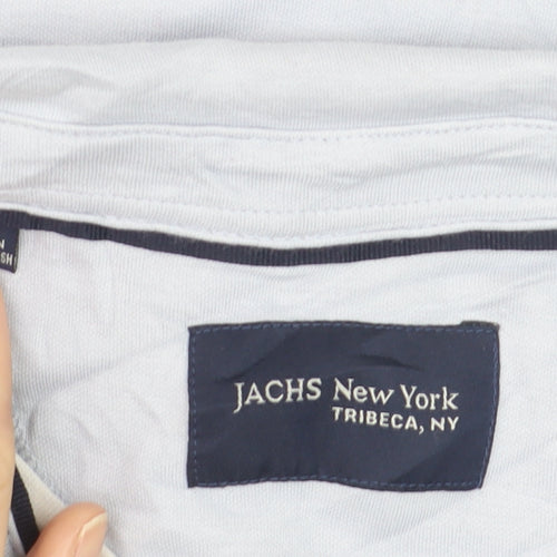JACHS New York Men's Light Blue Cotton Stretch Long Sleeve Dress Shirt M