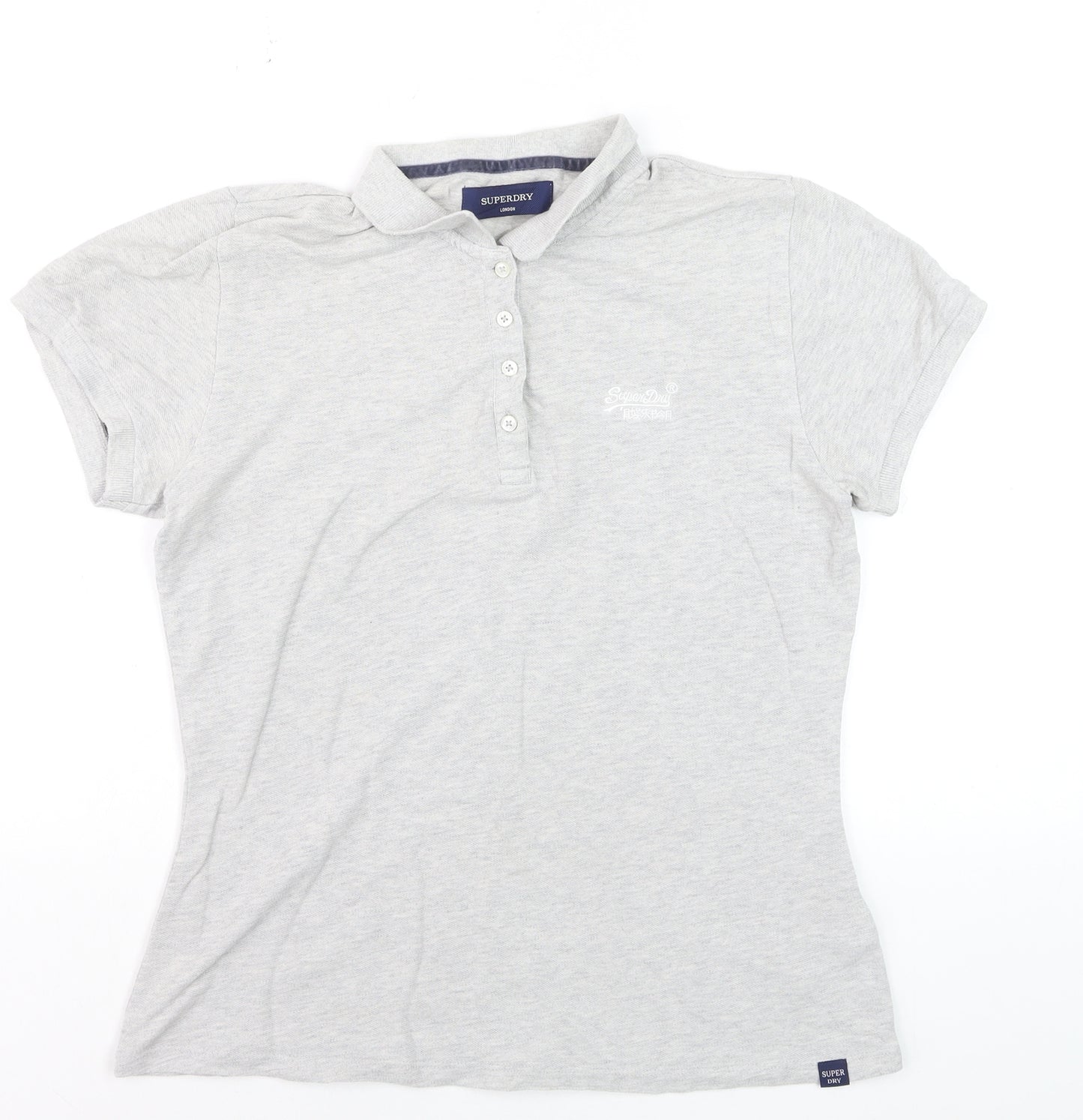 Superdry Grey Short Sleeve Slim Fit Polo Shirt Size L