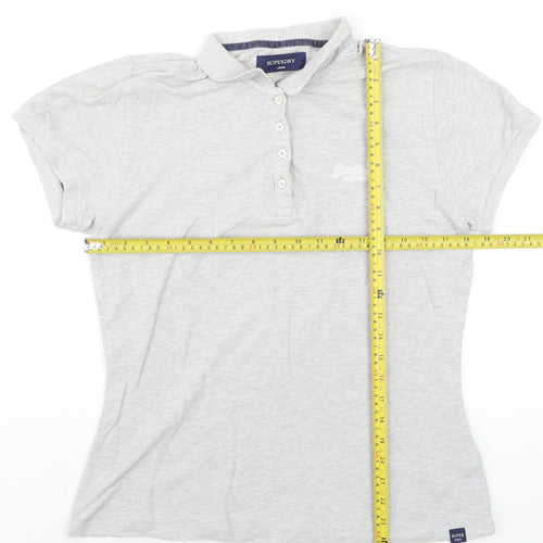 Superdry Grey Short Sleeve Slim Fit Polo Shirt Size L