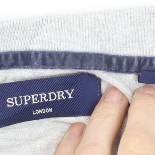 Superdry Grey Short Sleeve Slim Fit Polo Shirt Size L