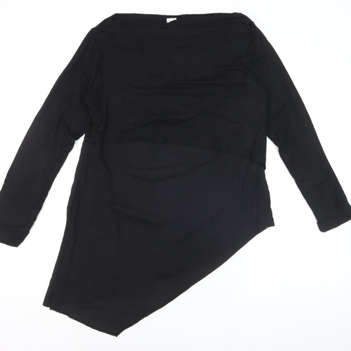 Heine Women’s Black Asymmetrical Long Sleeve Tunic Blouse Size 12