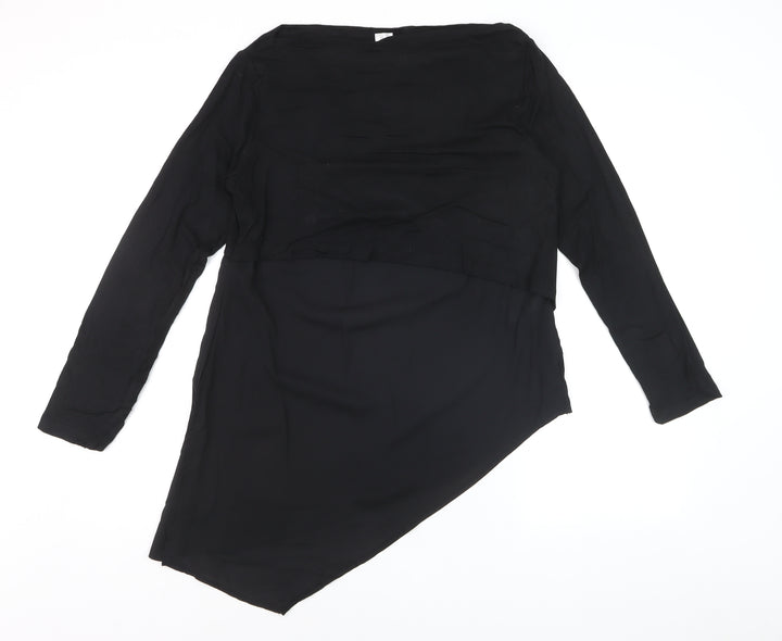 Heine Women’s Black Asymmetrical Long Sleeve Tunic Blouse Size 12