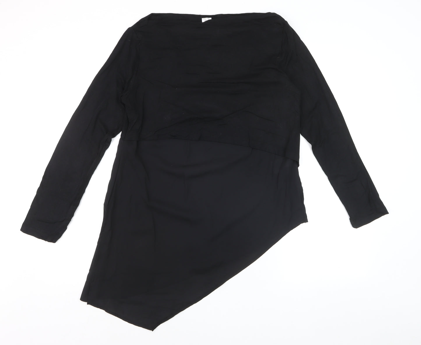 Heine Women’s Black Asymmetrical Long Sleeve Tunic Blouse Size 12