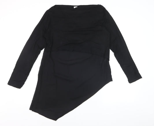 Heine Women’s Black Asymmetrical Long Sleeve Tunic Blouse Size 12
