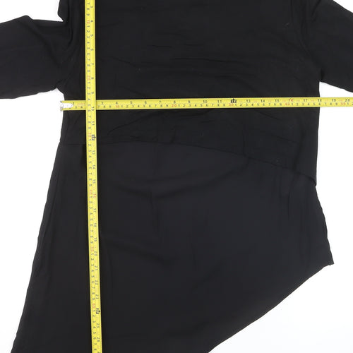 Heine Women’s Black Asymmetrical Long Sleeve Tunic Blouse Size 12