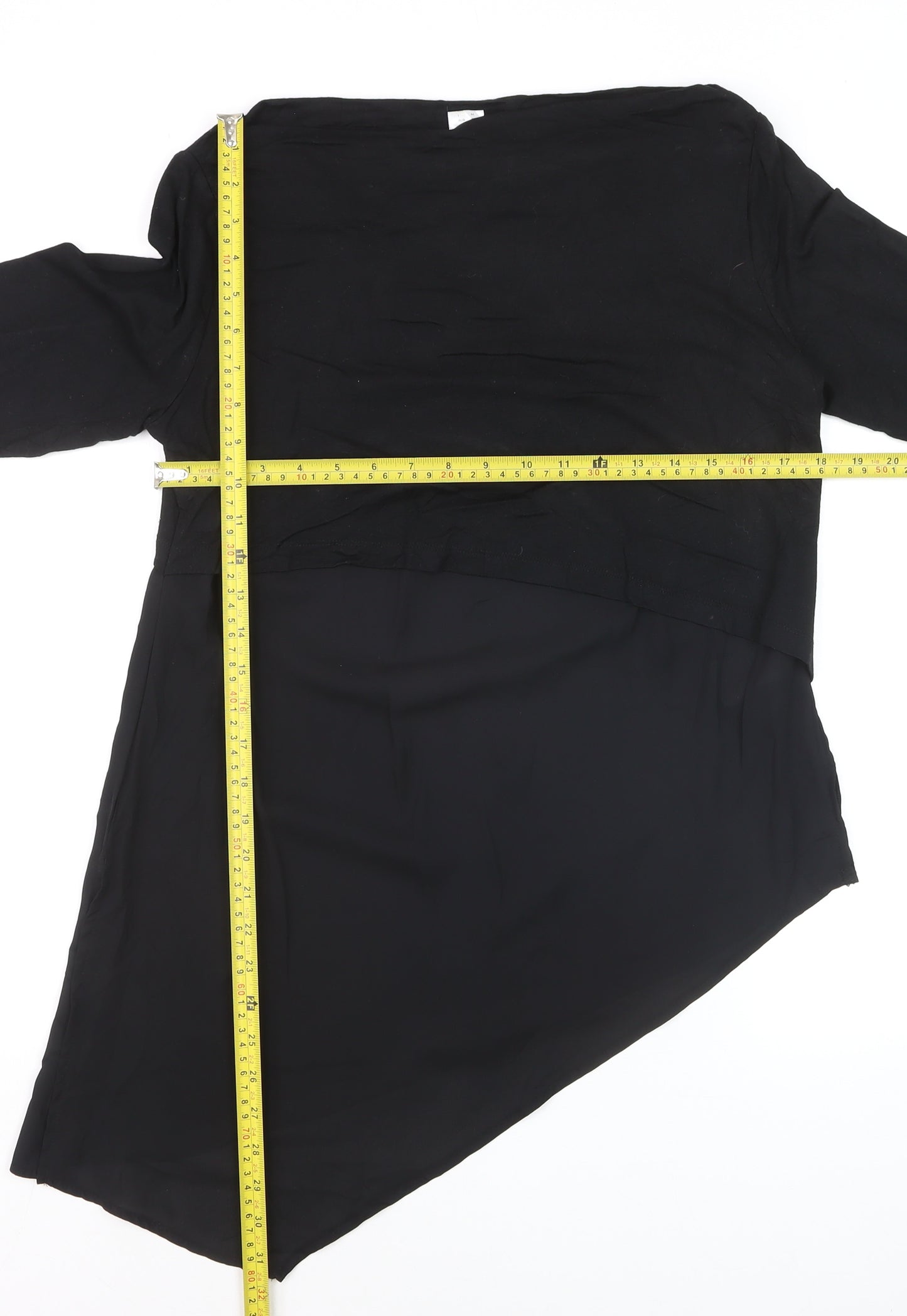 Heine Women’s Black Asymmetrical Long Sleeve Tunic Blouse Size 12