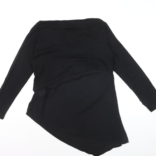 Heine Women’s Black Asymmetrical Long Sleeve Tunic Blouse Size 12