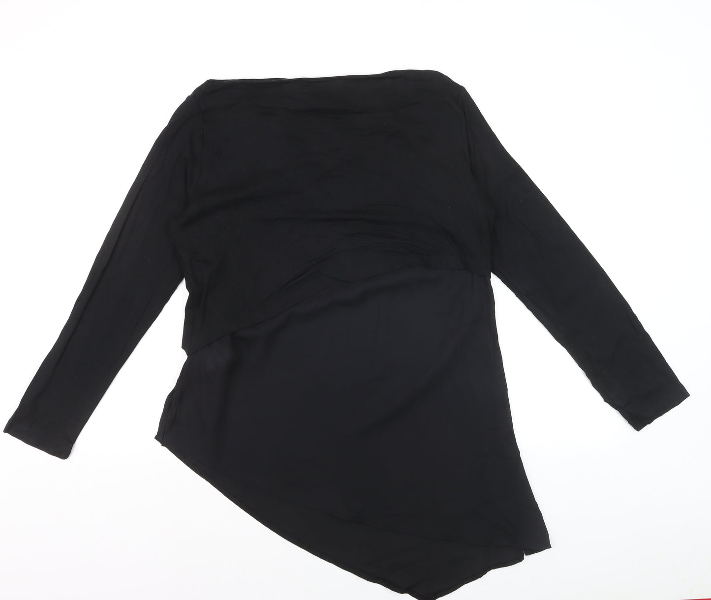 Heine Women’s Black Asymmetrical Long Sleeve Tunic Blouse Size 12