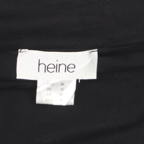 Heine Women’s Black Asymmetrical Long Sleeve Tunic Blouse Size 12