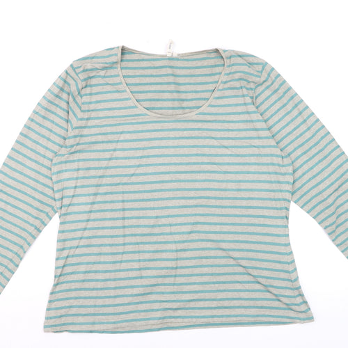 Seasalt Women Blue Striped Long Sleeve Organic Cotton Tee Size 20