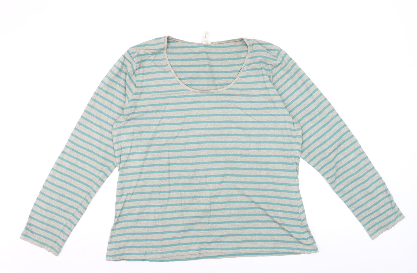 Seasalt Women Blue Striped Long Sleeve Organic Cotton Tee Size 20
