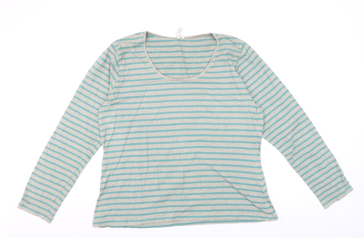 Seasalt Women Blue Striped Long Sleeve Organic Cotton Tee Size 20