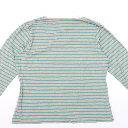 Seasalt Women Blue Striped Long Sleeve Organic Cotton Tee Size 20