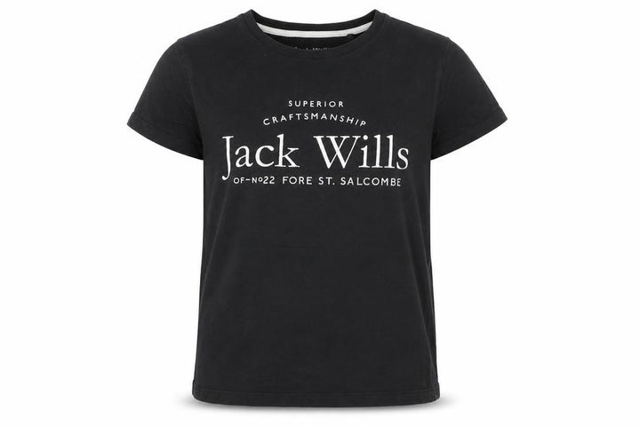 Jack Wills Girls Black 12-13 Years Classic Logo Cotton T-Shirt