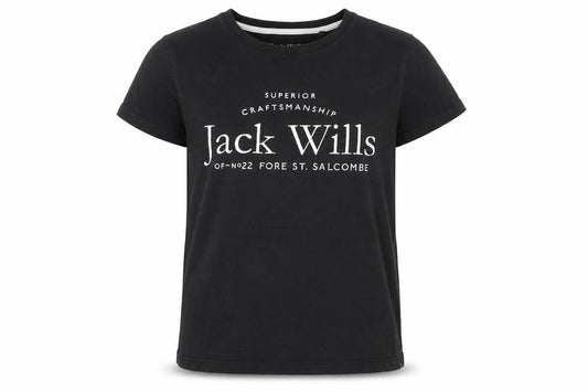 Jack Wills Girls Black 12-13 Years Classic Logo Cotton T-Shirt