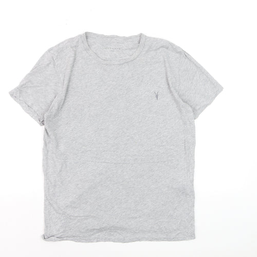 AllSaints Women's Grey Cotton Basic Crew Neck T-Shirt Size S