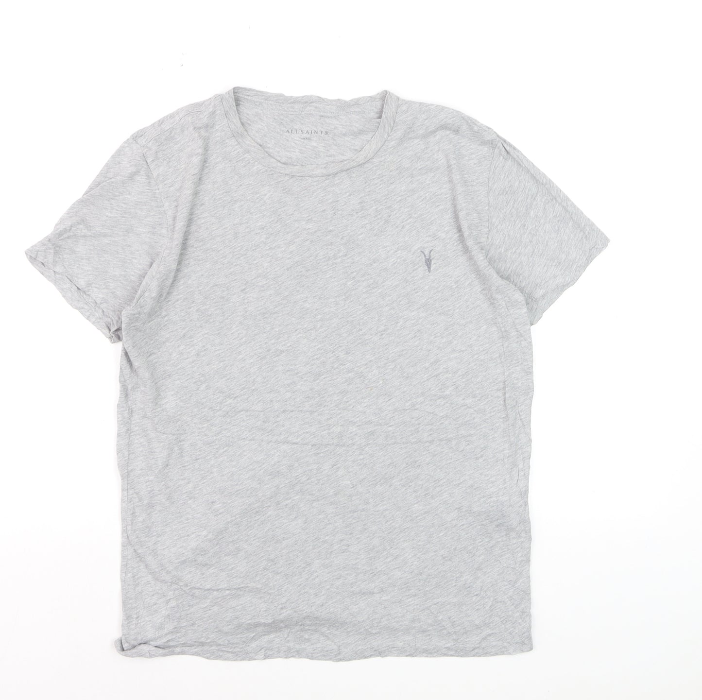 AllSaints Women's Grey Cotton Basic Crew Neck T-Shirt Size S