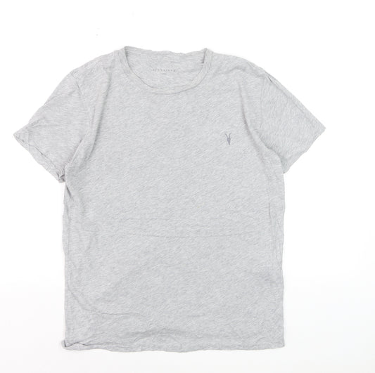 AllSaints Women's Grey Cotton Basic Crew Neck T-Shirt Size S