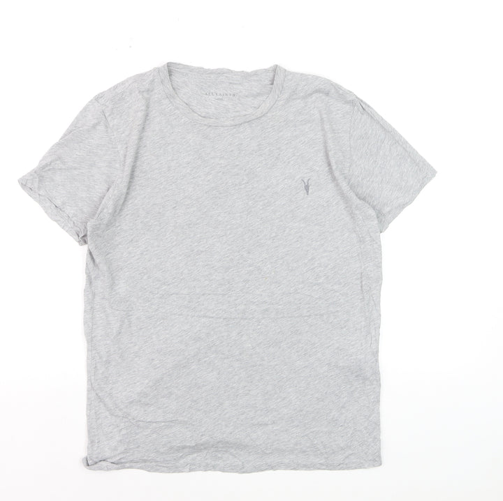 AllSaints Women's Grey Cotton Basic Crew Neck T-Shirt Size S