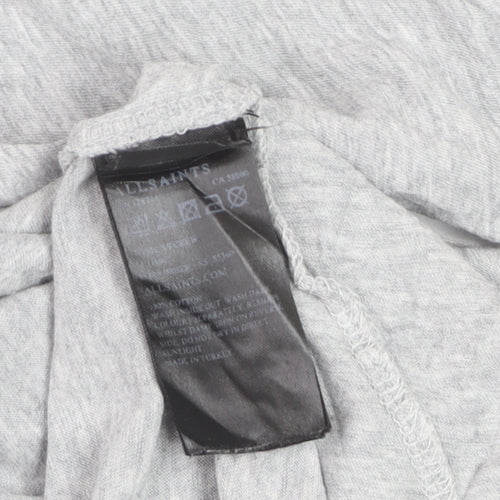 AllSaints Women's Grey Cotton Basic Crew Neck T-Shirt Size S