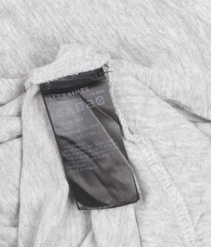 AllSaints Women's Grey Cotton Basic Crew Neck T-Shirt Size S