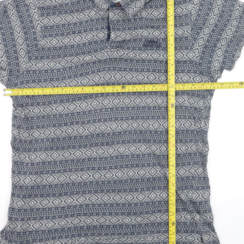 Weird Fish Men’s Blue Geometric Short Sleeve Cotton Polo Shirt L