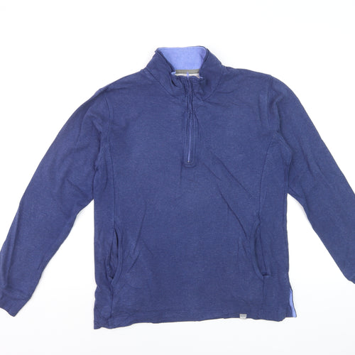 BAM Women's Navy 1/2 Zip Pullover Sweatshirt Size 10 Organic Cotton Blend