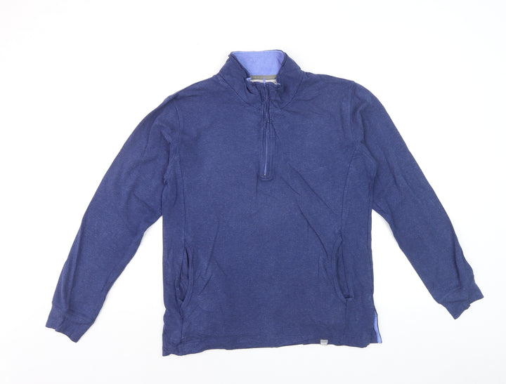 BAM Women's Navy 1/2 Zip Pullover Sweatshirt Size 10 Organic Cotton Blend