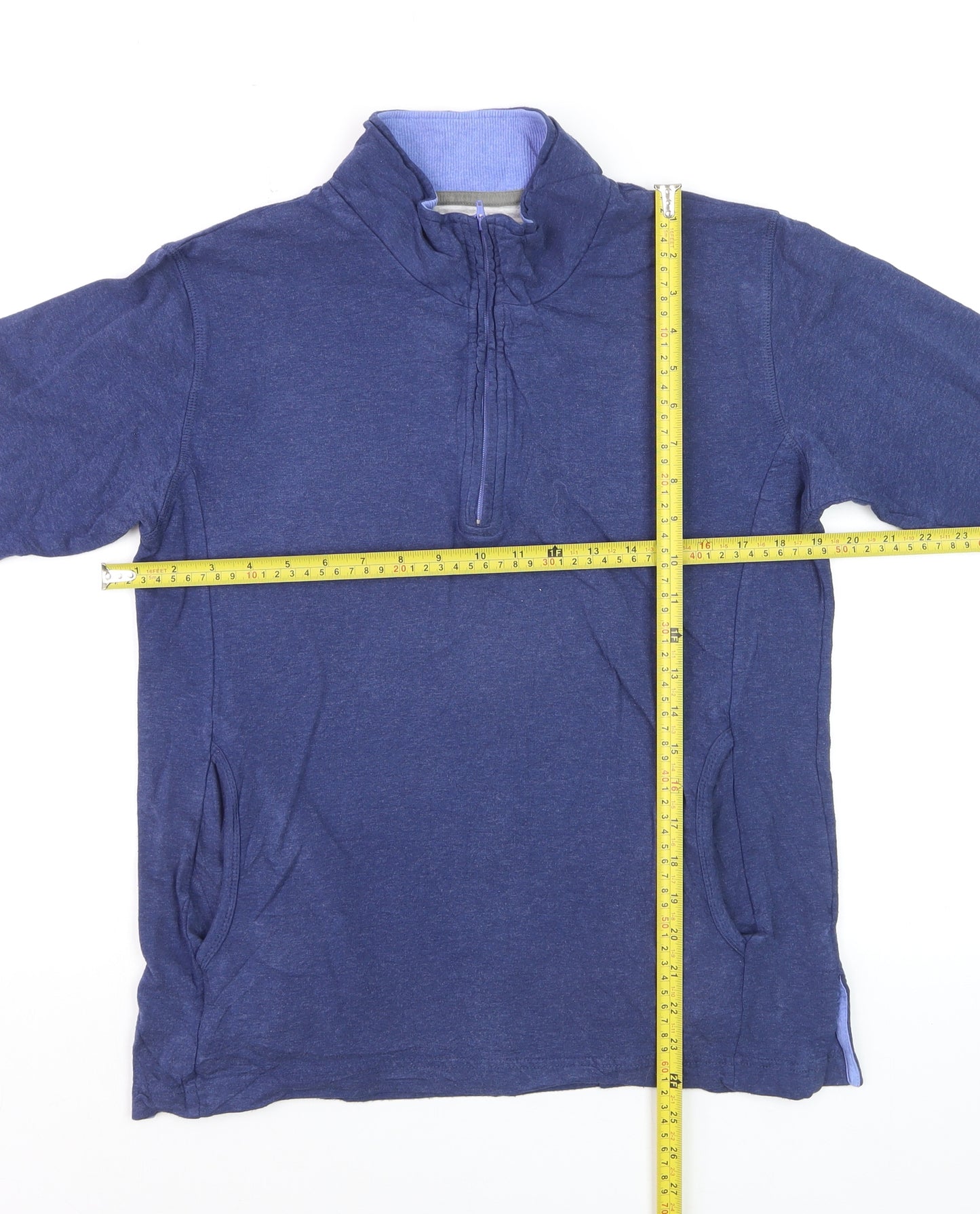 BAM Women's Navy 1/2 Zip Pullover Sweatshirt Size 10 Organic Cotton Blend